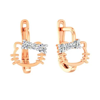 Детские серьги "Котята" из красного золота (арт. 110918)