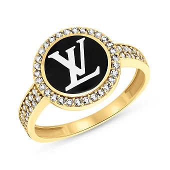 Кольцо из желтого золота с эмалью и фианитами (арт. 155219жеч)