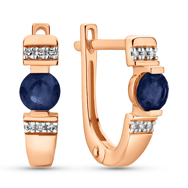 Сережки из золота с сапфиром и бриллиантами (арт. С011067с) – изображение 1