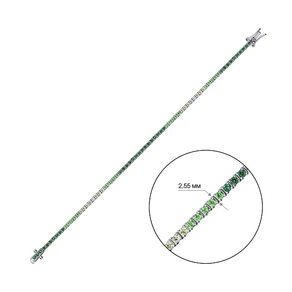 Серебряный теннисный браслет с разноцветными фианитами (арт. 7509/1844/3ацв) – изображение 3