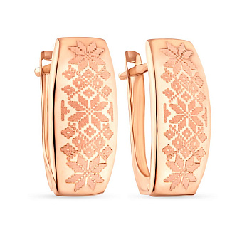 Серьги из красного золота с орнаментом (арт. 121625)