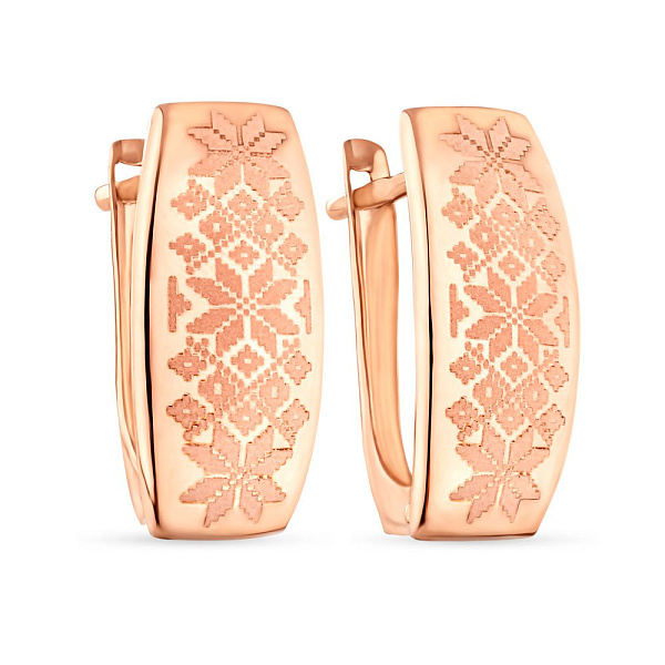 Серьги из красного золота с орнаментом (арт. 121625) – изображение 1