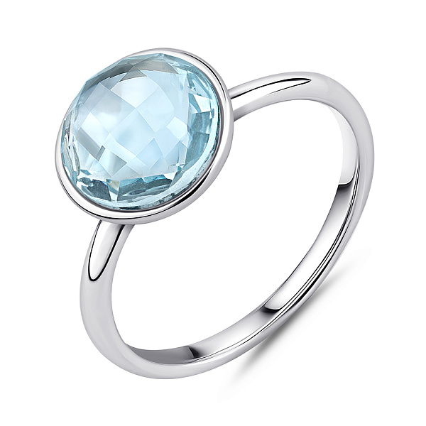 Серебряное кольцо с голубым фианитом (арт. 7501/2186397цг) – изображение 1
