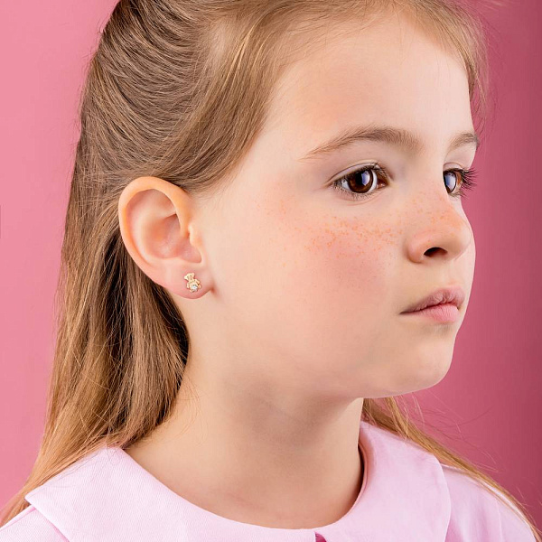 Сережки-пусети «Ведмежата» з червоного золота (арт. 107100) – зображення 3