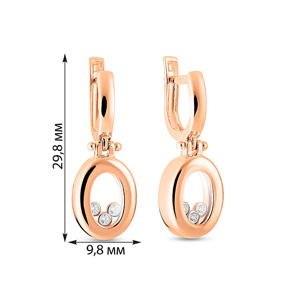 Золоті сережки підвіски з фіанітами (арт. 101053) – зображення 2