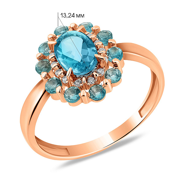 Золотое кольцо с топазом и фианитами (арт. 141108Птг) – изображение 4