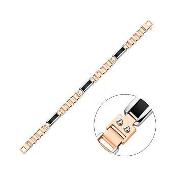 Мужской браслет из красного золота с ониксом (арт. 326029кбо)