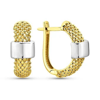 Сережки з жовтого золота з родіюванням (арт. 1092014жр)