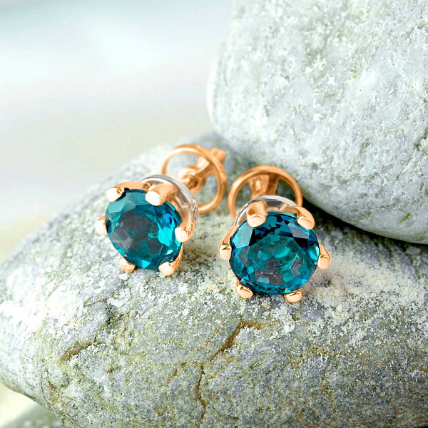 Золотые сережки-пусеты Blue Ocean (арт. 110663Пл) – изображение 2