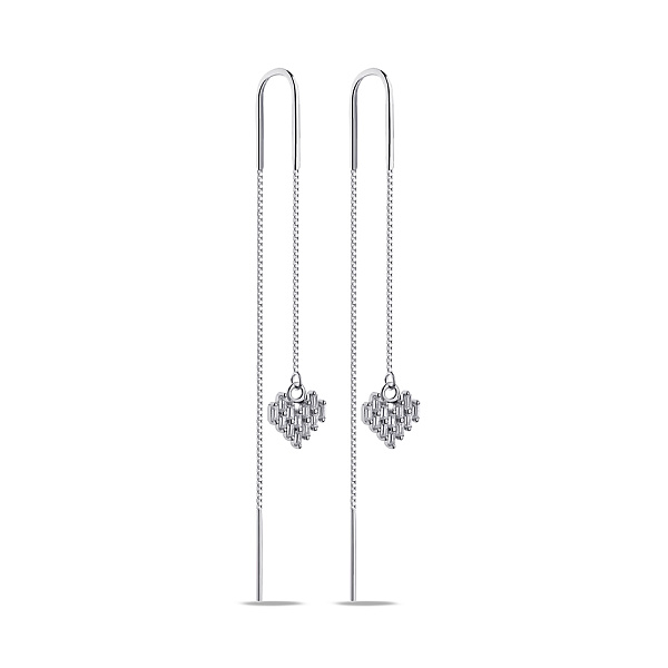 Серебряные серьги-протяжки Сердечки с фианитами (арт. 7502/9371) – изображение 1