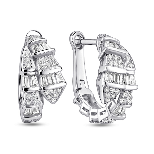 Серебряные серьги-кольца с фианитами (арт. 7502/10092) – изображение 1