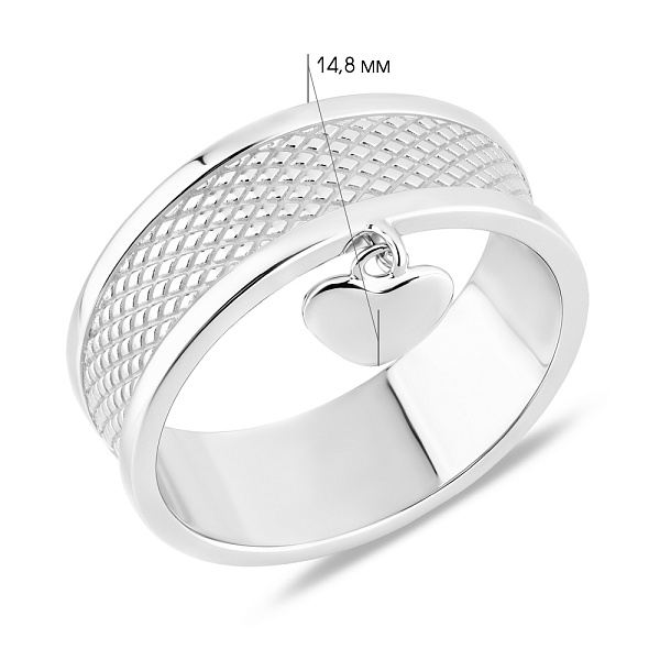 Широкое серебряное кольцо Сердце (арт. 7501/8505) – изображение 2
