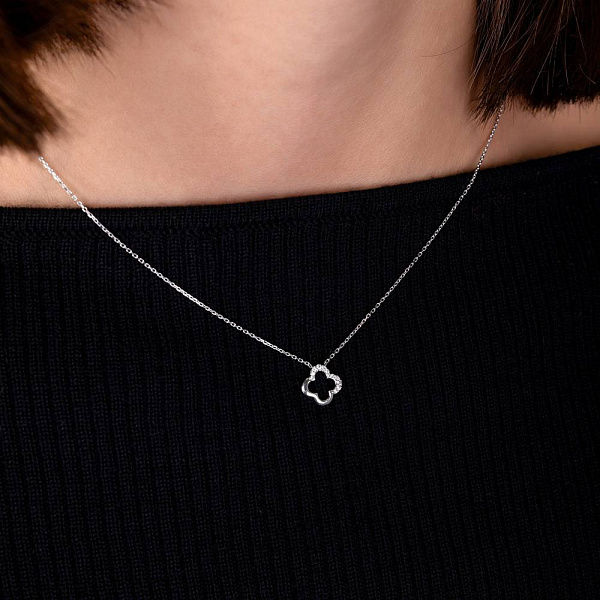 Колье из белого золота Клевер с бриллиантами (арт. Ц341292005б) – изображение 4