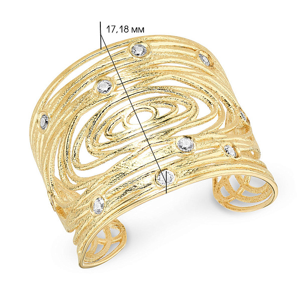 Золотое кольцо незамкнутое Francelli с фианитами (арт. 154688ж) – изображение 4