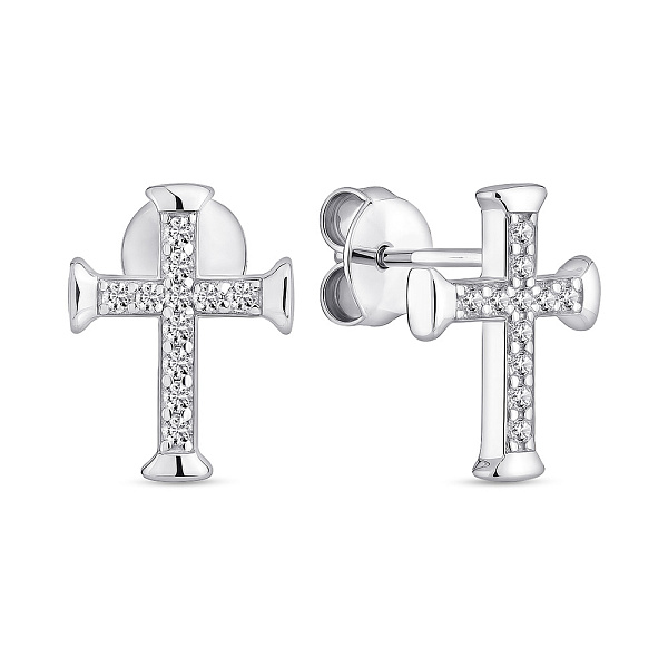 Серебряные серьги Крестики с фианитами (арт. 7518/7214) – изображение 1