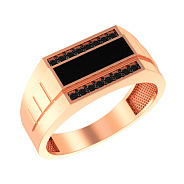 Фото Золотая печатка с эмалью и фианитами (арт. 170066ч)