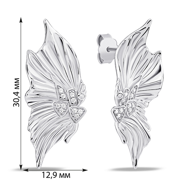 Массивные серебряные серьги с фианитами (арт. 7518/6944) – изображение 2