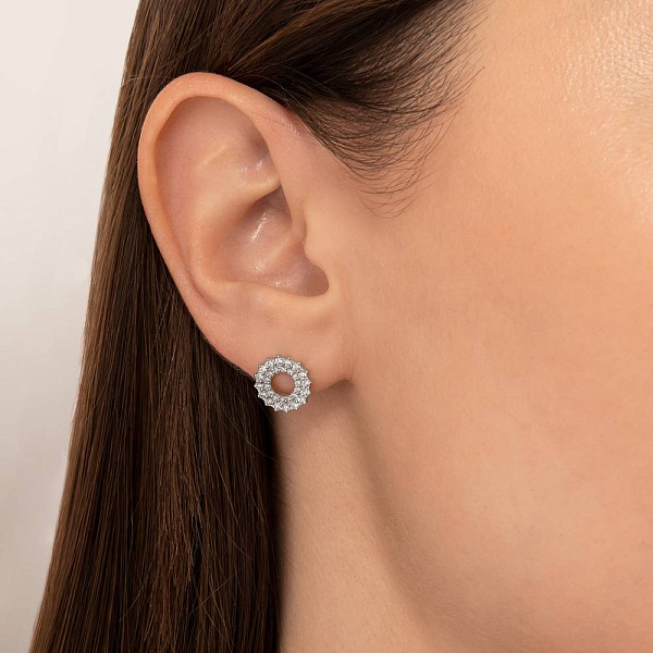 Сережки-пусети з білого золота з діамантами (арт. 2111554202) – зображення 2