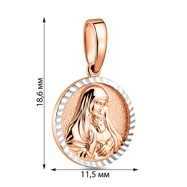 Ладанка з золота Божа Матір з немовлям (арт. 440942) – зображення 2