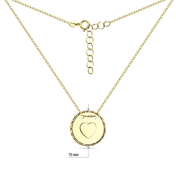 Золотое колье "Сердце" в желтом цвете металла (арт. 352207/15ж) – изображение 4