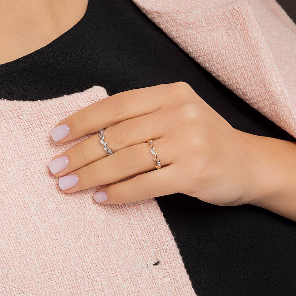 Золота каблучка Гілочка з діамантами (арт. К011787б) – зображення 4