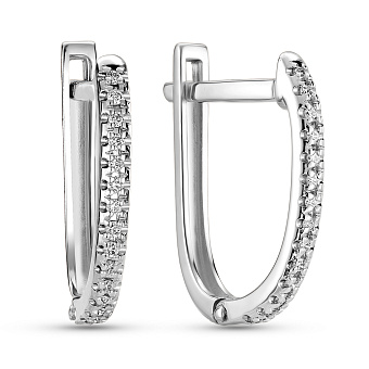 Серьги из белого золота с дорожкой из бриллиантов (арт. С011241010б)