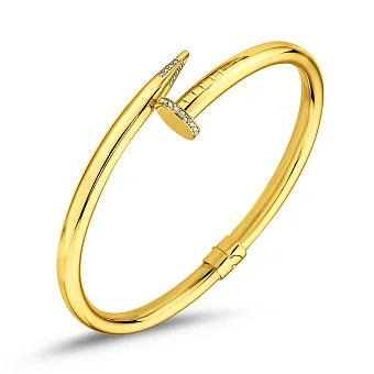 Золотой жесткий браслет с фианитами (арт. 340019ж)