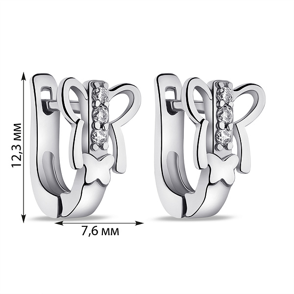 Серебряные серьги Бабочки с фианитами (арт. 7502/2927) – изображение 2