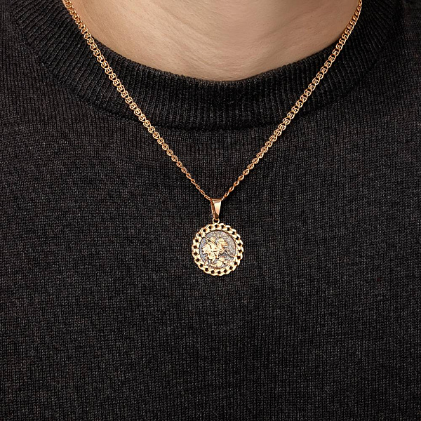 Золотой кулон-оберег Георгий Победоносец (арт. 440937ч) – изображение 2