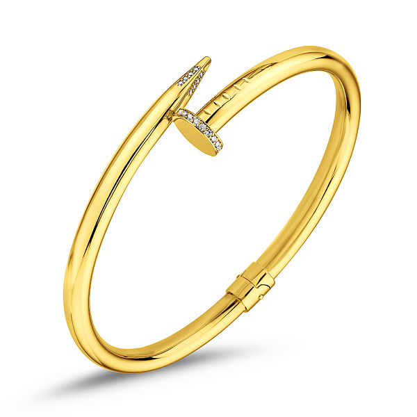 Золотой жесткий браслет с фианитами (арт. 340019ж) – изображение 1