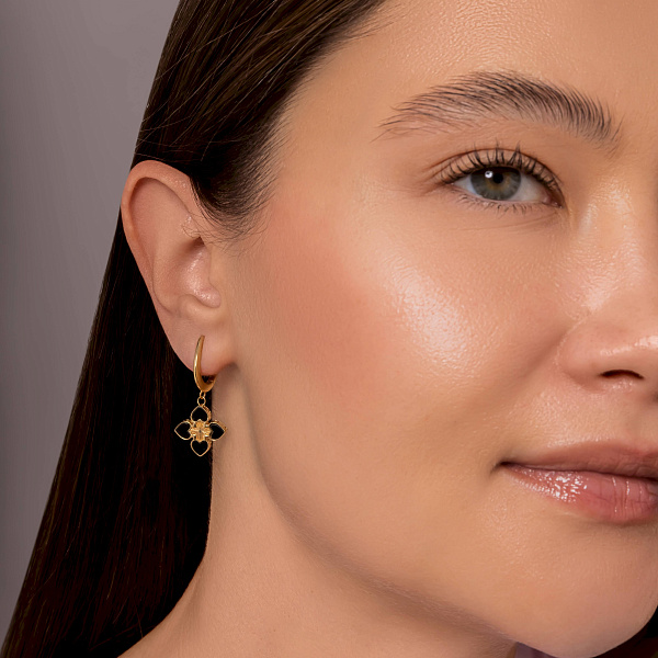 Серьги из желтого золота с ониксом (арт. 1091613жо) – изображение 3