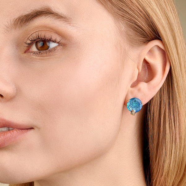 Золотые серьги с кварцем и фианитами (арт. 117800ПсГ) – изображение 2