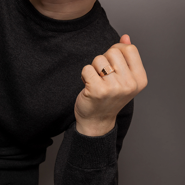 Золота печатка з фіанітом (арт. 180561) – зображення 3