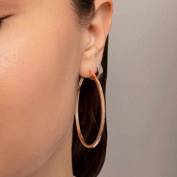 Золотые серьги-кольца с алмазной гранью (арт. 122102/50) – изображение 2