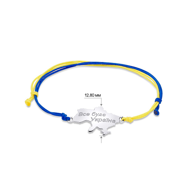 Патриотический браслет на нити с серебряной вставкой (арт. 7309/444брпсж) – изображение 2