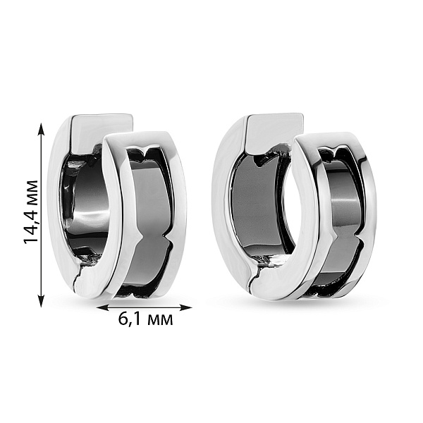 Сережки-кільця з білого золота з оніксом (арт. 104180/15бо) – зображення 2