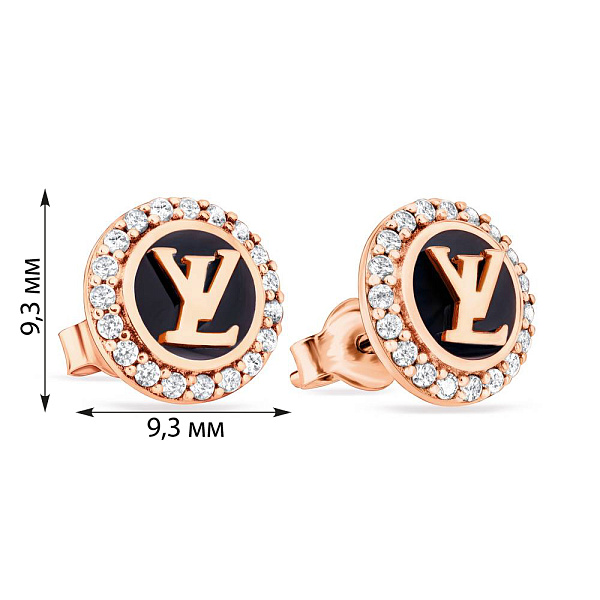 Сережки-пусети з золота з емаллю (арт. 108473еч) – зображення 2