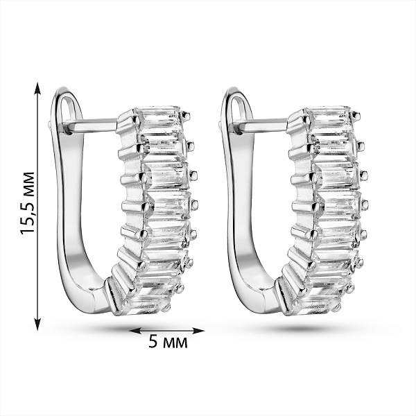 Серьги из серебра с дорожкой из фианитов (арт. 7502/4801) – изображение 2