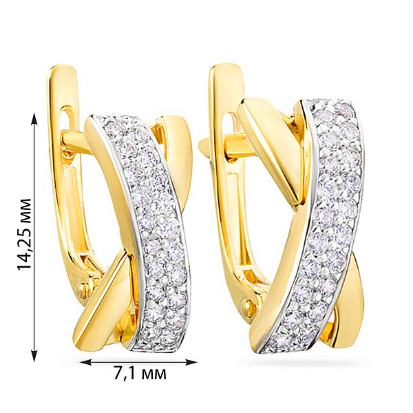 Сережки Синергія з жовтого золота з фіанітами (арт. 110204ж) – зображення 2