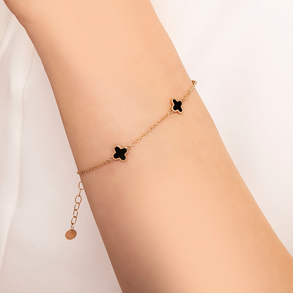 Золотий браслет Конюшина з емаллю (арт. 341211еч) – зображення 2