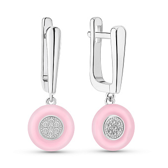 Серебряные серьги с керамикой и фианитами (арт. 7502/1154397кмр)