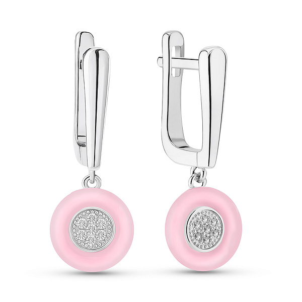 Срібні сережки з керамікою та фіанітами (арт. 7502/1154397кмр) – зображення 1