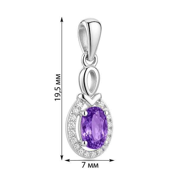 Серебряный кулон с аметистом и фианитами (арт. 7503/4909А) – изображение 2