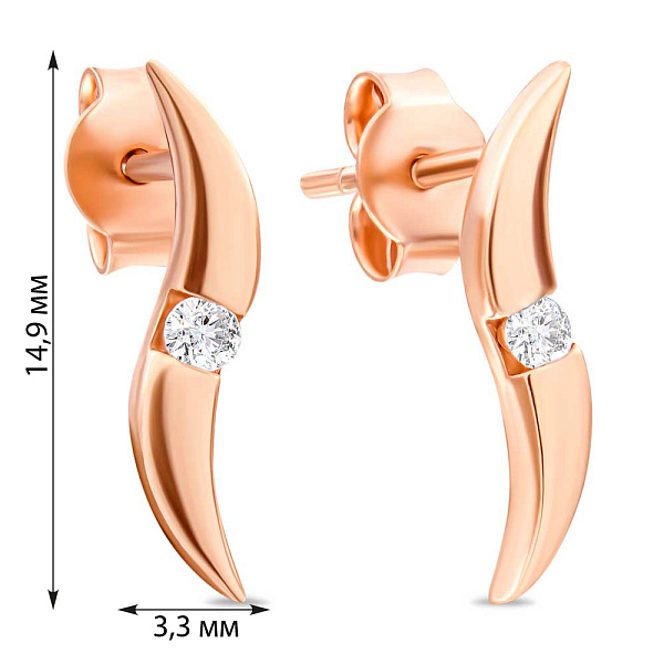 Серьги-пусеты с фианитами из золота (арт. 106493) – изображение 2