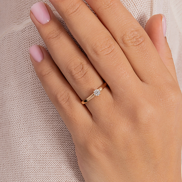 Кольцо с бриллиантом из красного золота (арт. К011090020) – изображение 3