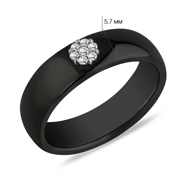 Каблучка з кераміки і золота з діамантами (арт. К011229005бч) – зображення 4