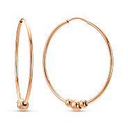 Серьги-кольца из красного золота с шариками (арт. 108993/30)