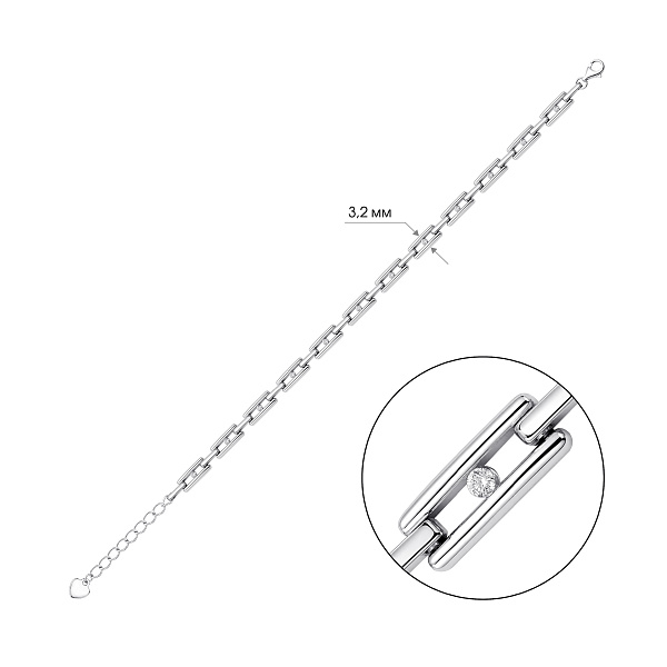 Серебряный браслет с фианитами (арт. 7509/5495) – изображение 2
