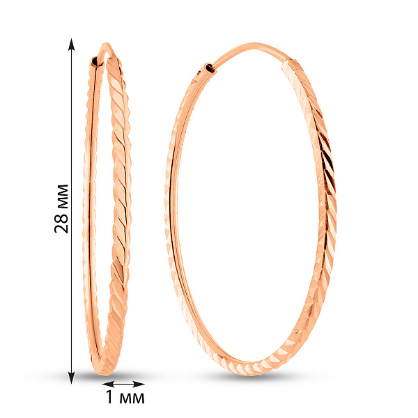 Серьги-кольца из красного золота (арт. 121903/30) – изображение 3