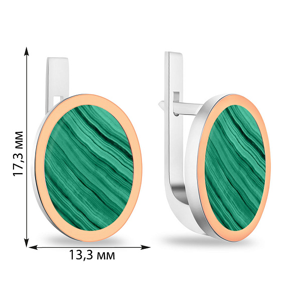 Сережки зі срібла з малахітом (арт. 7202/785млхсю) – зображення 2
